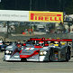 The start at Road Atlanta, Emanuele Pirro leads the field into the first corner