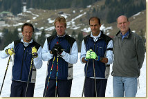 Marco Werner, Frank Biela and Emanuele Pirro (from left to right) together with Head of Audi Sport Dr Wolfgang Ullrich