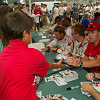 The Audi drivers during the autograph session