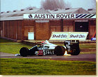 After Emanuele had already test driven one of Bernie Ecclestone's Brabhams in 1985, he was asked to test a Benetton-BMW B186 at Donington in 1986. The car's set up was done by Teo Fabi, who drove for Benetton together with Gerhard Berger at that time. Pirro took the wheel and was faster than Fabi, who was an experienced F1-pilot, at the first attempt.