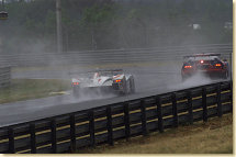 The Champion Racing Audi R8 in torrential rain which caused extremely difficult driving conditions