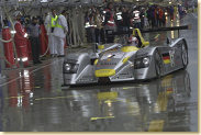 The first half of the race was characterised by torrential rain. This image shows Rinaldo Capello in the Infineon Audi R8 (#2)