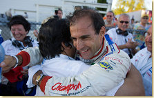 Dave Maraj has a big hug for Emanuele Pirro