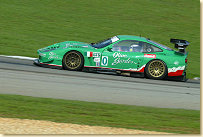 The Team Olive Garden Ferrari 550 Maranello approaches Turn 10 at Road Atlanta during Tuesday's American Le Mans Series testing session.