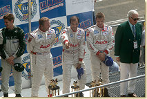 JJ Lehto, Emanuele Pirro and Stefan Johansson on the podium