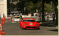 Market Street in Downtown San Jose became a temporary racing circuit #80 Prodrive Ferrari 550 Maranello s/n 113136 driven by Jan Magnussen, leads the #31 Porsche driven by Johnny Mowlem