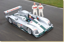 Mika Salo (in the cockpit of the Audi R8), Perry McCarthy and Jonny Kane (right)