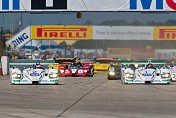 Emanuele Pirro (#2) and JJ Lehto (#1) take the lead at the start