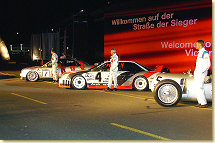 Audi race cars driven by Christian Abt, Rinaldo Capello, Martin Tomcyk, Dr. Martin Winterkorn (CEO Audi) and Emanuele Pirro