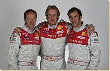 Audi factory drivers Marco Werner, Frank Biela and Emanuele Pirro (from left)