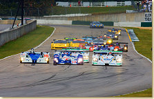 JJ Lehto goes for the lead at the start of the Petit Le Mans